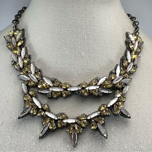 Beautiful Deepa Gurnani Two Tiered Crystal Necklace Yellow White Stunning